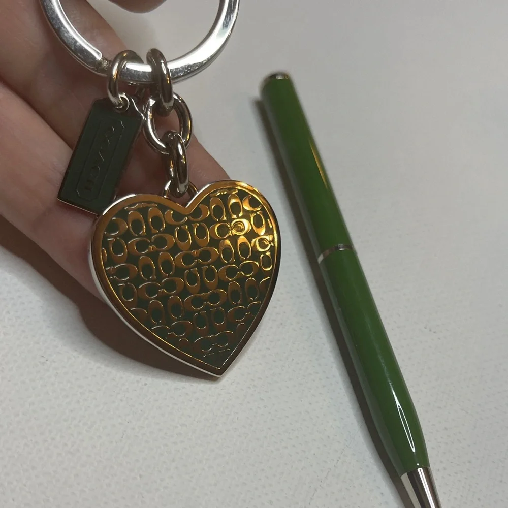 Coach Green Heart Keychain and Green Coach Pen - Picture 2 of 6